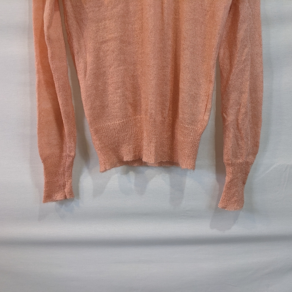 H&M Divided Peach Mohair Blend Open Knit Long Sleeve Sweater Size 6 Small - Picture 4 of 9